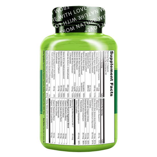 Buzorn One Daily Multivitamin for Men - Vegan Friendly, Plant-Based, Whole Food Vitamin