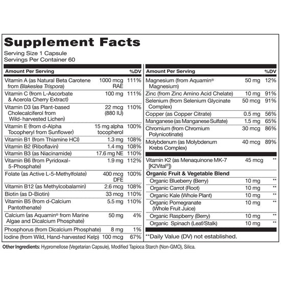 Buzorn One Daily Multivitamin for Men - Vegan Friendly, Plant-Based, Whole Food Vitamin