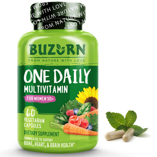 Buzorn One Daily Multivitamin for Women Over 50 - Vegan Friendly, Plant-Based, Whole Food Vitamin