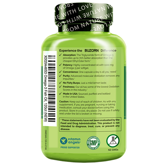Buzorn Omega-3 Fish Oil Supplement with Triglyceride Omega-3