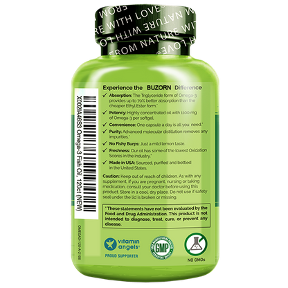 Buzorn Omega-3 Fish Oil Supplement with Triglyceride Omega-3