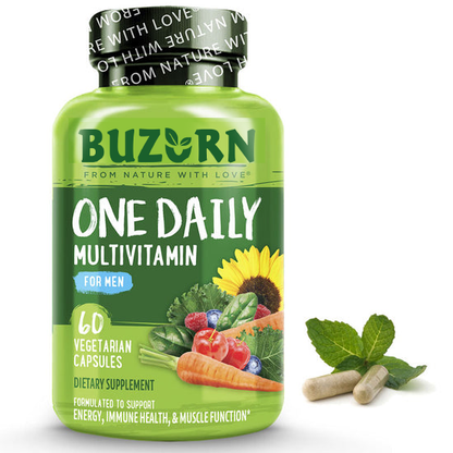 Buzorn One Daily Multivitamin for Men - Vegan Friendly, Plant-Based, Whole Food Vitamin