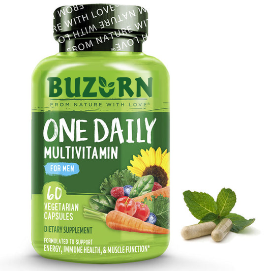 Buzorn One Daily Multivitamin for Men - Vegan Friendly, Plant-Based, Whole Food Vitamin